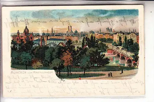 8000 MÜNCHEN, vom Maximilianeum, 1900, Künstler-Karte Pty
