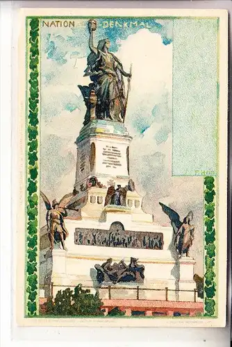 6220 RÜDESHEIM, Nationaldenkmal, Patriotica, Künstler-Karte F.Hein, ca. 1905