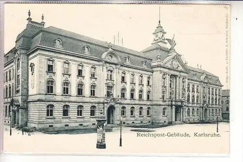 7500 KARLSRUHE, Reichspost-Gebäude, ca. 1905, ungeteilte Rückseite