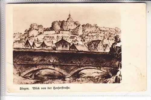 5900 SIEGEN, Blick von der Heeserstrasse, historische Ansicht, Arthur Stroth, 1929 post. befördert, kl. Einriss