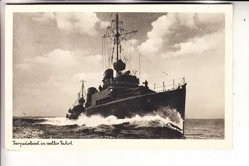 MILITÄR - SCHIFFE / NAVY, Wehrmacht, Marine, Torpedoboot in voller Fahrt
