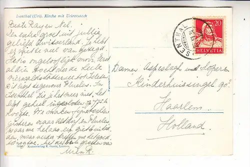 CH 6461 ISENTHAL, Kirche mit Urirotstock, 1934
