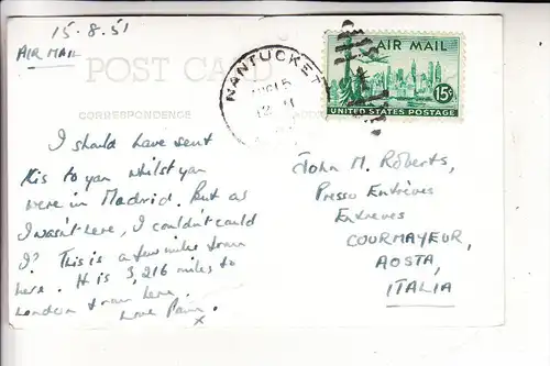 USA - MASSACHUSETTS - NANTUCKET, Photo-AK, 1951, 3000 Miles to Spain