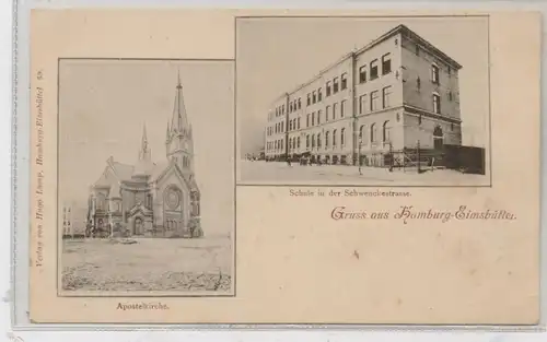 2000 HAMBURG - EIMSBÜTTEL, Schule in der Schwenckestrasse, Apostelkirche, ca. 1900