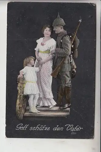 MILITÄR - UNIFORM - Pickelhaube, "Gott schütze den Vater", Feldpost, 1916,