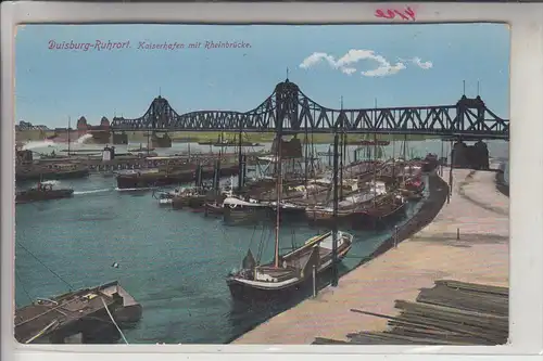 4100 DUISBURG - RUHRORT, Kaiserhafen mit Rheinbrücke, 1915