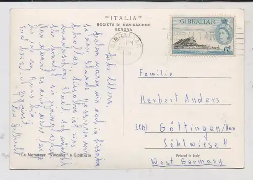 GIBRALTAR, The Rock, Ocean - Ship M/n VULCANIA, 1958