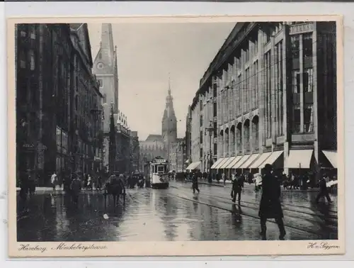 2000 HAMBURG, Mönckebergstrasse, Strassenbahn, belebte Szene, Verlag: von Seggern