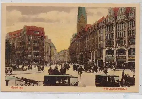 2000 HAMBURG, Mönckebergstrasse, Taxen, belebte Szene, 20er Jahre