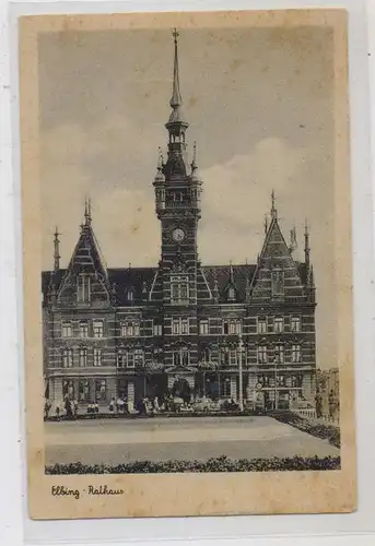 WESTPREUSSEN - ELBING / ELBLAG, Rathaus, Haltestelle, Oldtimer