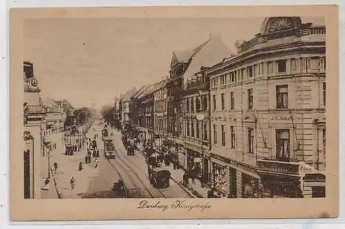 4100 DUISBURG, Königstrasse, Strassenbahnen, belebte Szene, 1921, belg. Militärpost