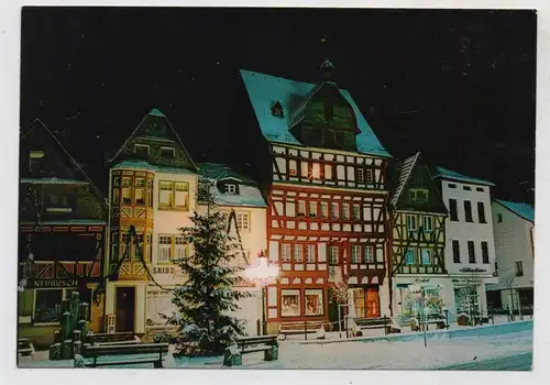 5488 ADENAU, Marktplatz im Schnee bei Nacht