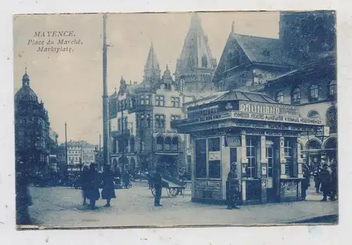 6500 MAINZ, Marktplatz, Kiosk, belebte Szene, 1924
