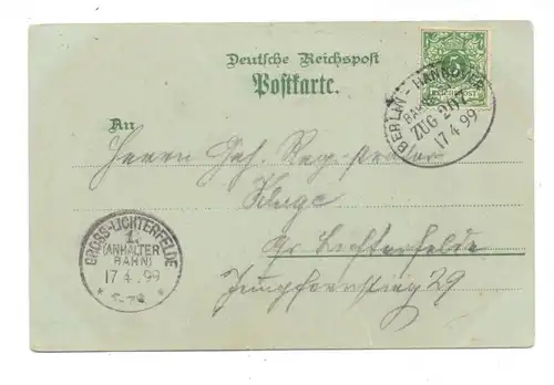 0-3500 STENDAL, Lithographie 1899, 5 Ansichten, Bahnpost Berlin-Hannover