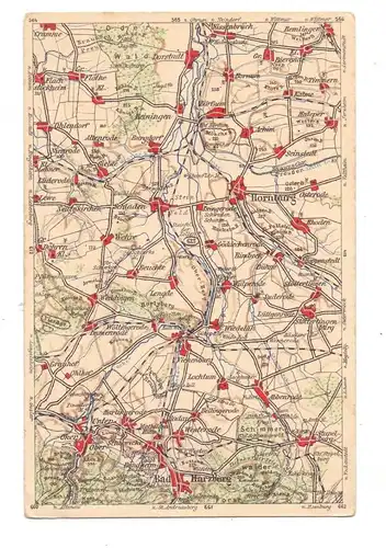 3388 BAD HARZBURG und Umgebung, frühe Landkarte, Oker, Vienenburg, Hornburg...