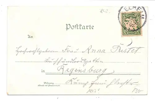 8420 KELHEIM - WELTENBURG, Lithographie 1897, Kloster und Befreiungshalle