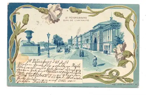 RU 190000 SANKT PETERSBURG, Quai de L'Amiraute, Jugendstil-Litho, 1902, kl. Fleck