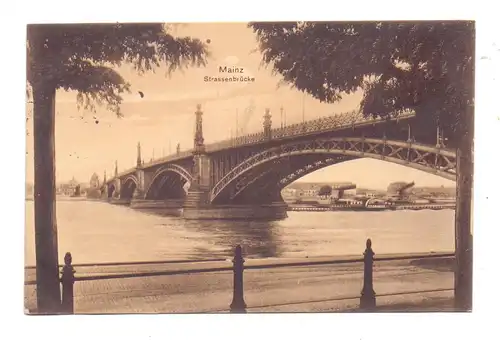 6500 MAINZ, Strassenbrücke über den Rhein, 1914