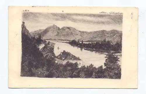 5480 REMAGEN - ROLANDSECK, Blick auf Nonnenwerth, 1912, Kupferstich-AK