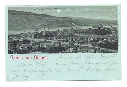 6530 BINGEN, Lithographie, Mondschein-Karte, 1899