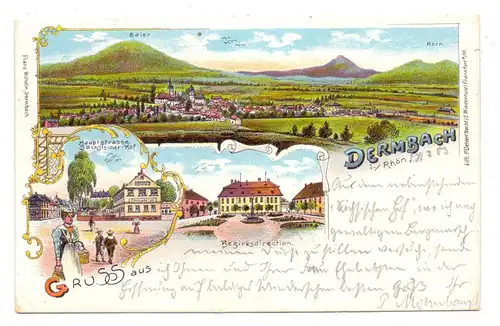 0-6205 DERMBACH, Lithographie 1903, Gaststätte Sächsischer Hof, Bezirksdirection, Panorama