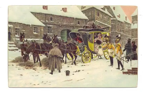 POST - Ankunft der POSTKUTSCHE, Künstler-Karte H. Ungewitter, Verlag: Stengel