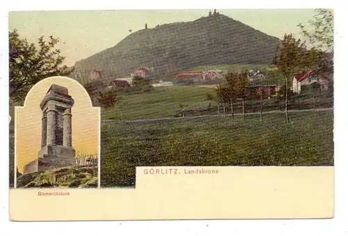 0-8900 GÖRLITZ, Bismarcksäule, Landeskrone, 1909, Bahnpost Zittau - Görlitz