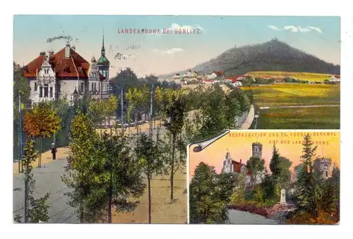 0-8900 GÖRLITZ, Restauration und Theodor Körner Denkmal auf der Landeskrone, 1914