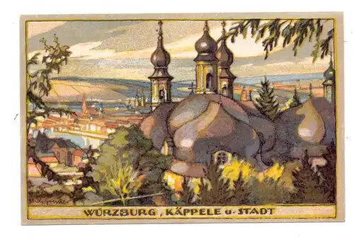 8700 WÜRZBURG, Steindruck, Käppele und Stadt, Künstler Wilhelm Greiner, Verlag Franz Scheiner