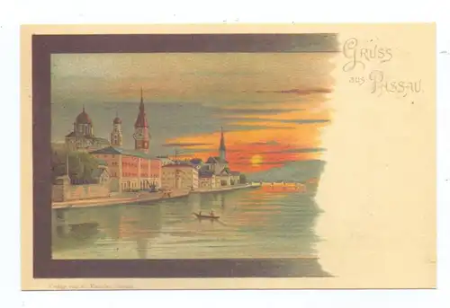 8390 PASSAU, Gruss aus, Künstler Karte, ca. 1905