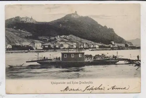 5300 BONN - BAD GODESBERG - Rhein - Fähre Bad Godesberg / Königswinter - Niederdollendorf, 1905, belebte Szene