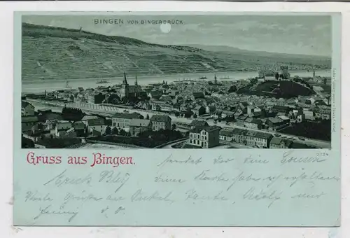 6530 BINGEN, Mondschein-AK 1899