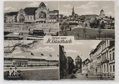 4050 MÖNCHENGLADBACH, Hauptbahnhof, NATO Hauptquartier Rheindahlen, Münster / Rathaus, Wasserturm..1960