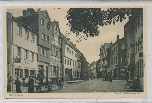 5358 BAD MÜNSTEREIFEL, Untere Orchheimerstrasse, Pferdefuhrwerk, Cafe Gerards, Verlag Schulte
