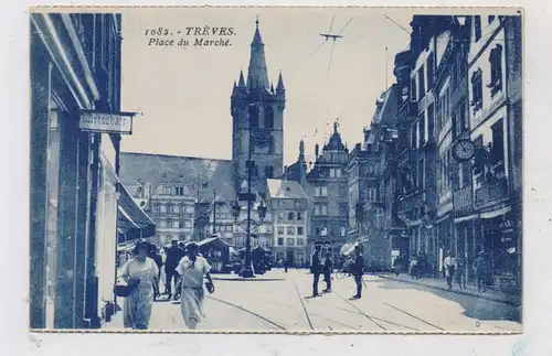 5500 TRIER, Marktplatz, franz. Besetzungszeit, belebte Szene, Strassenbahn, 1930
