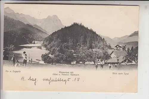 8100 GARMISCH - PARTENKIRCHEN, Riessersee mit Hotel & Pension Garmisch, 1905