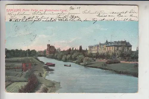 2000 HAMBURG - WINTERHUDE, Partie am Winterhuder Kanal, 1903, gelaufen nach Brunsbüttelkoog