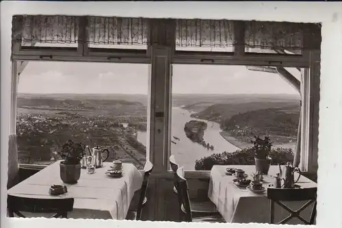 5330 KÖNIGSWINTER, Hotel Restaurant auf dem Drachenfels, Blick auf das Rheintal, 1961