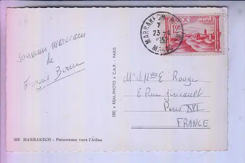 MAROC / MAROKKO - MARRAKECH, Panorama vers l'Atlas, 1957