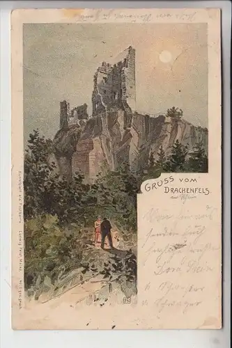 5330 KÖNIGSWINTER, Drachenfels, 1900, Künstler-Karte, signiert FN