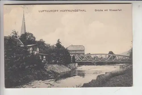 5064 RÖSRATH - HOFFNUNGSTHAL, Brücke mit Wasserfall 1912