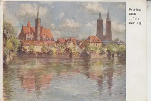 SCHLESIEN - NIEDERSCHLESIEN - BRESLAU / WROCLAW, Dominsel, Künstzler-Karte, Sängerbundfest 1937