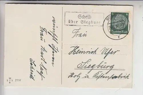 5200 SIEGBURG, POSTGESCHICHTE, Landpoststempel "Scheid über Siegburg" 1937