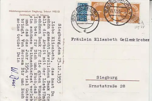 5200 SIEGBURG, Mädchengymnasium Siegburg, Zeichnung von M.Köppen, 1953, Einriss