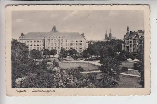 NIEDERSCHLESIEN - LIEGNITZ / LEGNICA, Hindenburgplatz, rückseitig Papiermangel