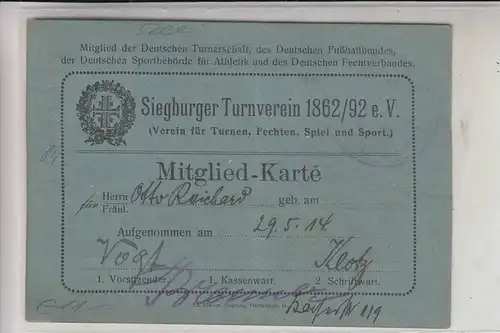 5200 SIEGBURG, Siegburger Turnverein 1862/92, Mitglieds-Karte 1922