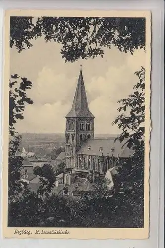 5200 SIEGBURG, St. Servatiuskirche 1951, Nachgebühr-Beleg nach Belgien