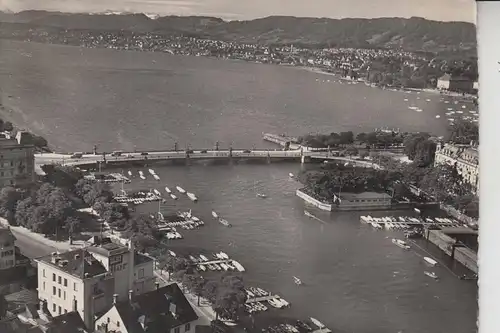 CH 8000 ZÜRICH, Flugaufnahme Quaibrücke mit Blick auf den See 1951