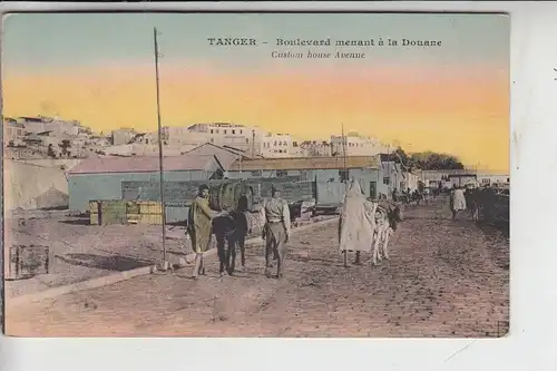 MAROC - TANGER, Boulevard menant a la Douane- COLOR