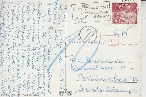 CH 8400 WINTERTHUR, Barockhäuschen im Stadtpark, Werbe-Stempel Internationale Briefwoche 1958, Brieftaube
